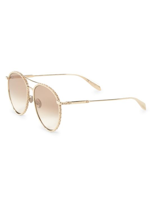 Alexander McQueen 58MM Embellished Aviator Sunglasses