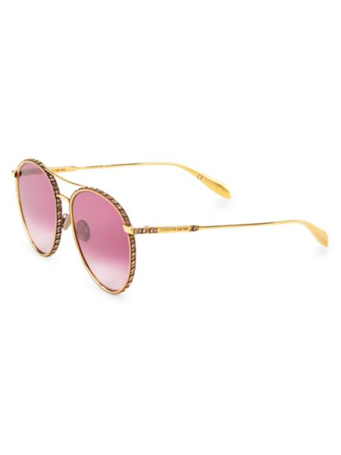 Alexander McQueen 58MM Embellished Aviator Sunglasses