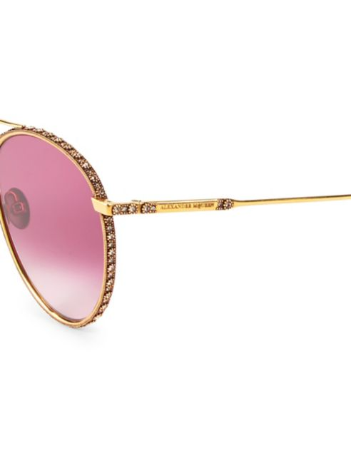 Alexander McQueen 58MM Embellished Aviator Sunglasses