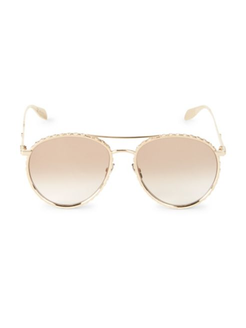 Alexander McQueen 58MM Embellished Aviator Sunglasses