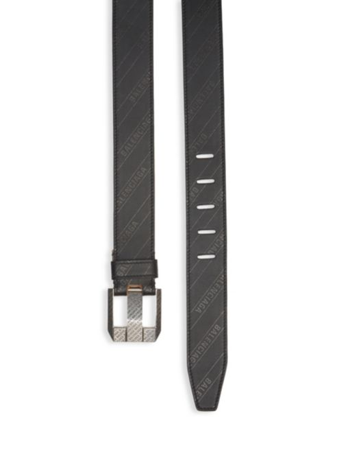 Balenciaga Logo Engraved Leather Belt