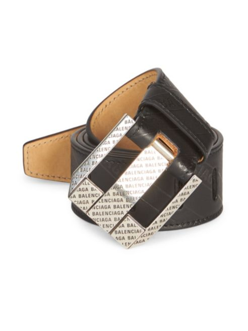 Balenciaga Logo Engraved Leather Belt