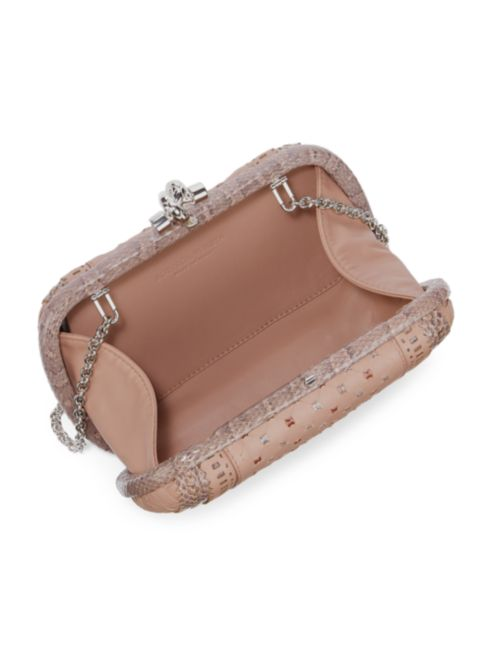 Bottega Veneta Chain Knot Intarsia Leather Clutch