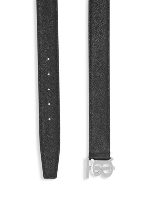 BURBERRY TB Plaque Supple Grainy Leather Belt