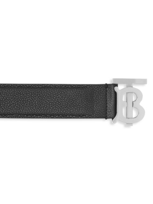 BURBERRY TB Plaque Supple Grainy Leather Belt