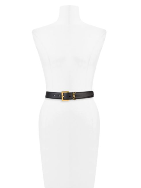 Saint Laurent Goldtone Logo Leather Belt