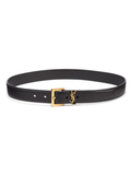 Saint Laurent Goldtone Logo Leather Belt