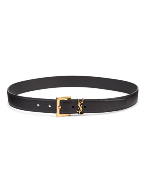 Saint Laurent Goldtone Logo Leather Belt