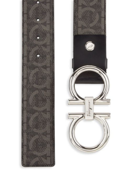 Salvatore Ferragamo Gancini Print Oversize Buckle Belt