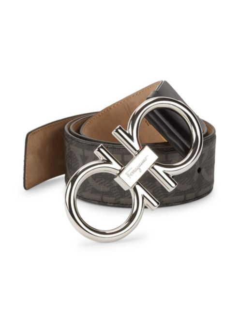 Salvatore Ferragamo Gancini Print Oversize Buckle Belt