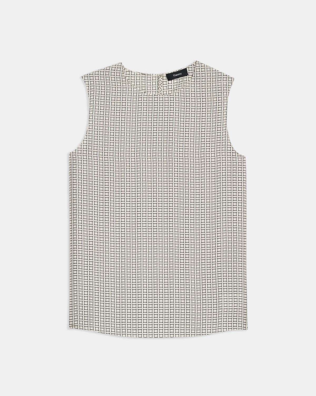 Theory Shell Top In Diamond Print Silk