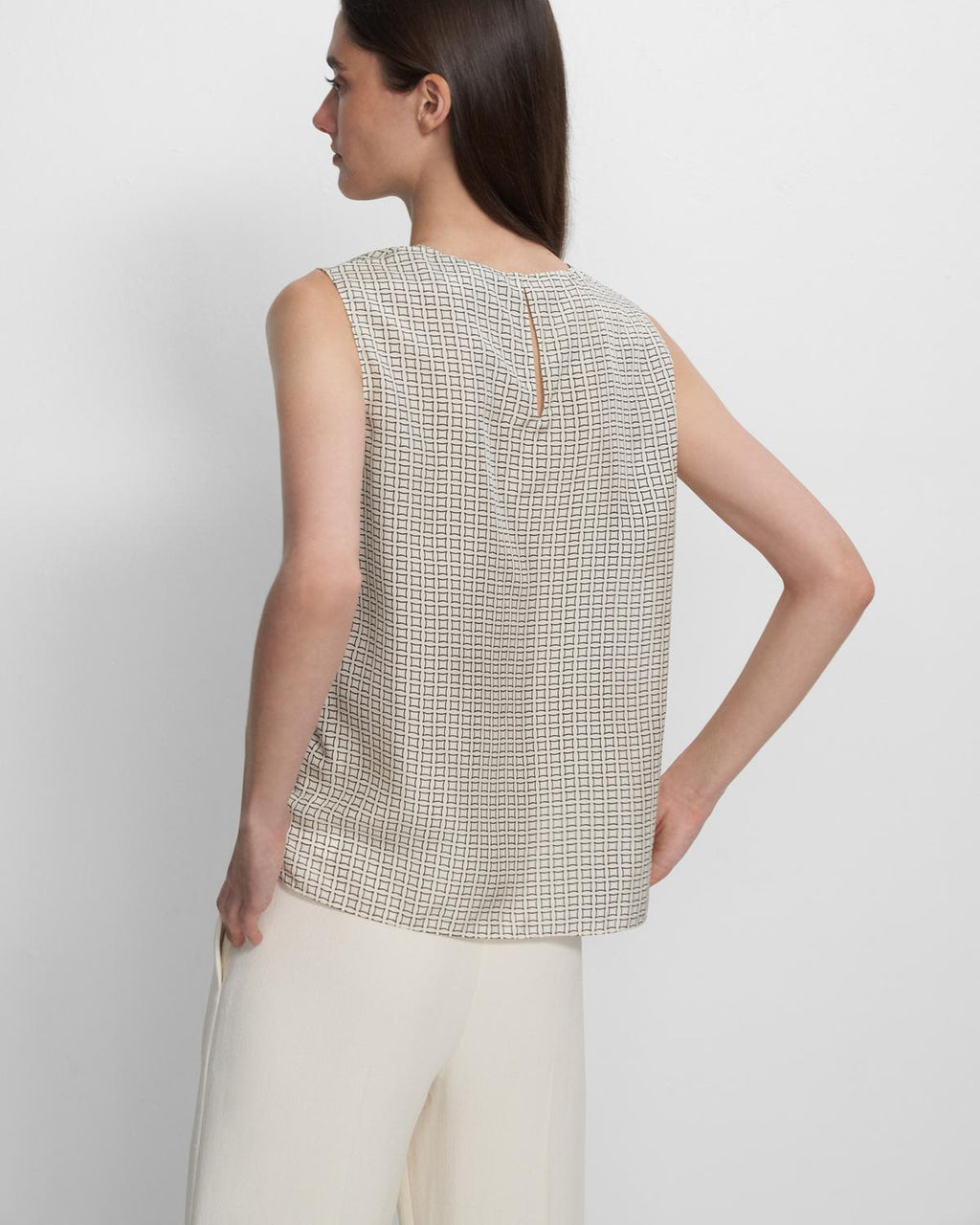 Theory Shell Top In Diamond Print Silk
