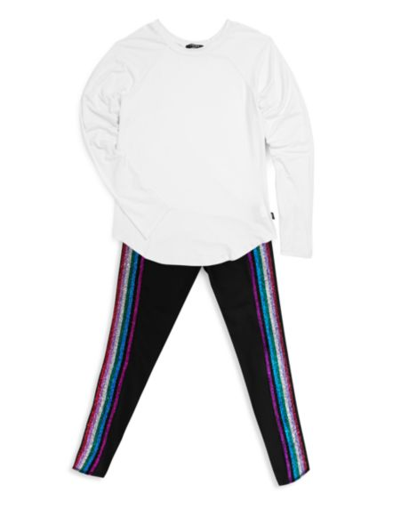 Terez Little Girl's & Girl's Rainbow Stripe Leggings