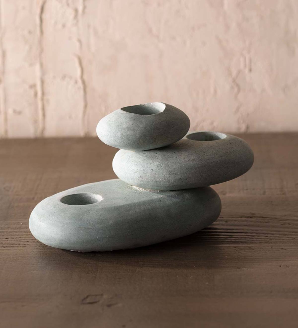 VivaTerra Zen Stone Cairn Tealight Holder