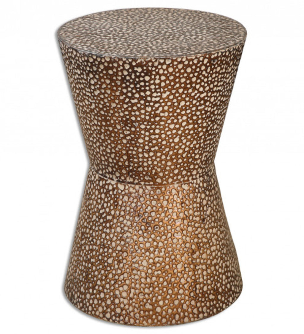 VivaTerra Antiqued Copper Finish Metal Drum Table