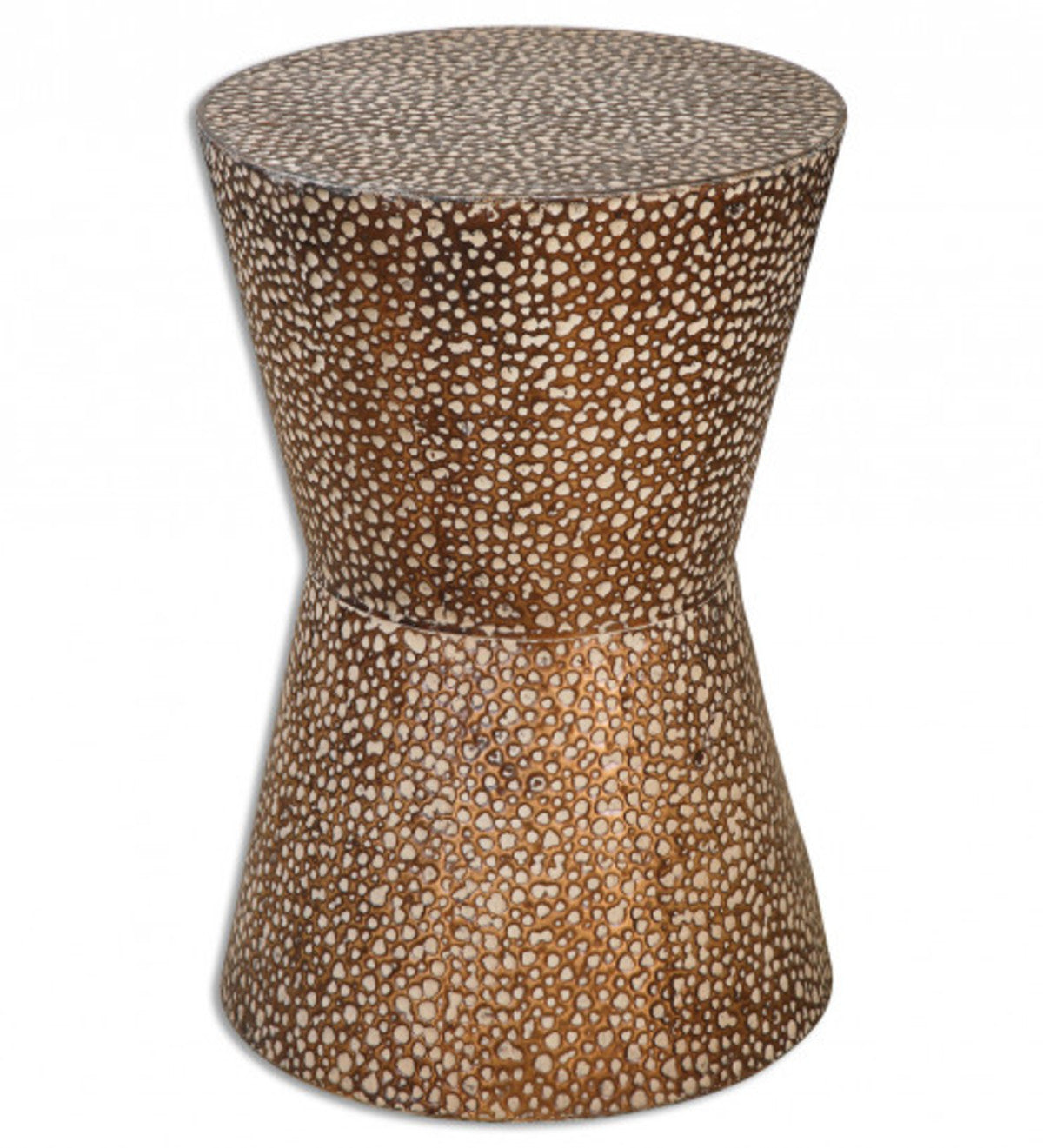 VivaTerra Antiqued Copper Finish Metal Drum Table