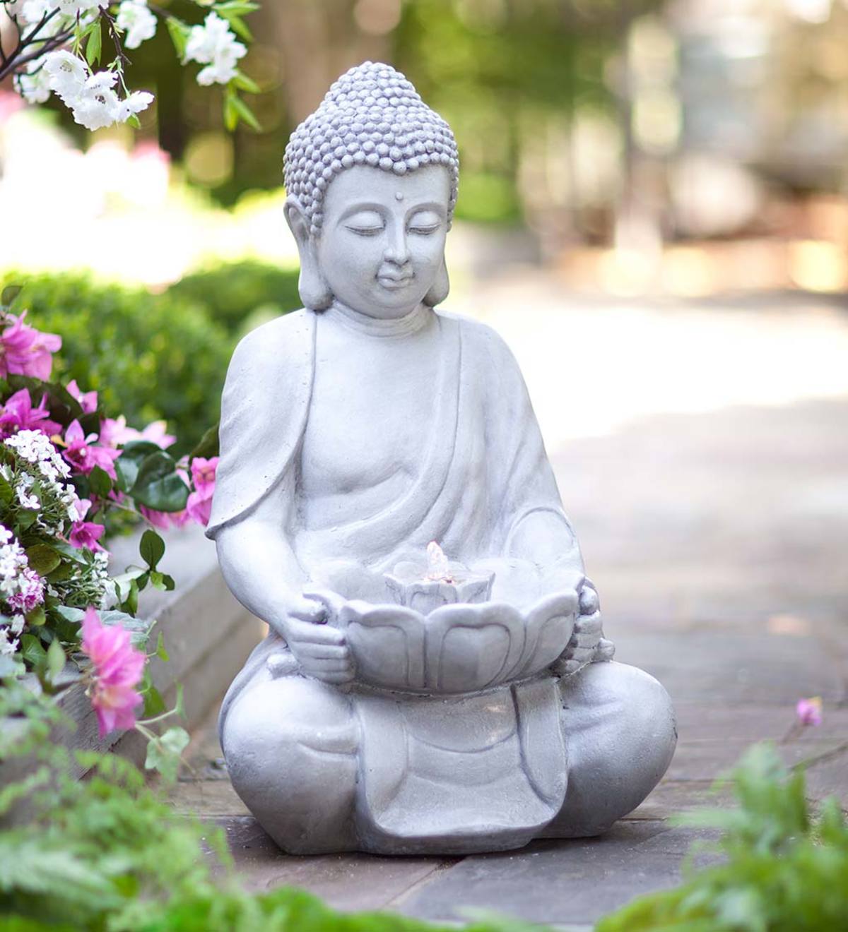 VivaTerra Buddha Lighted Water Fountain