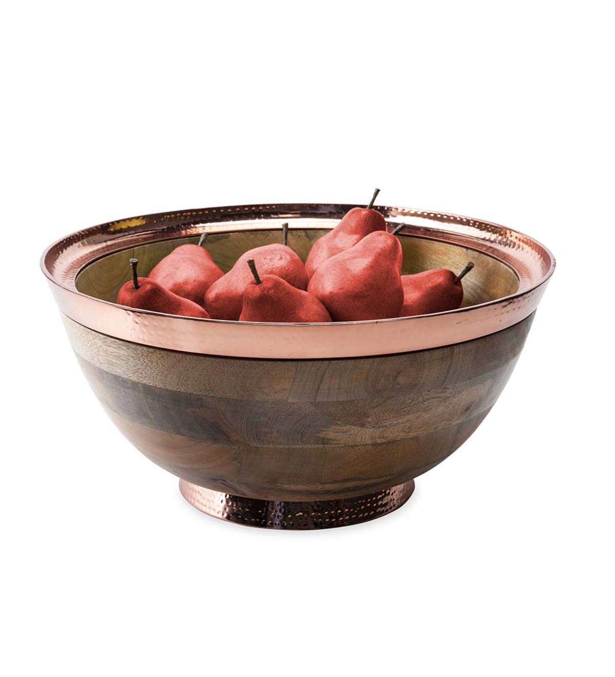VivaTerra Copper Banded Wooden Bowl