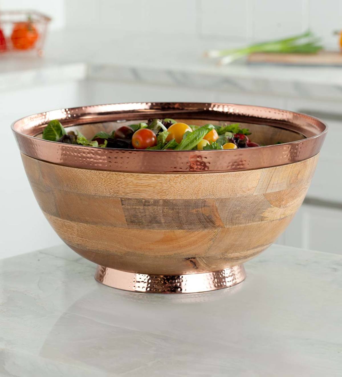 VivaTerra Copper Banded Wooden Bowl