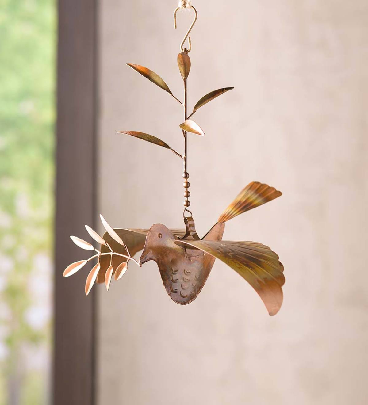 VivaTerra Copper Hanging Dove Ornament