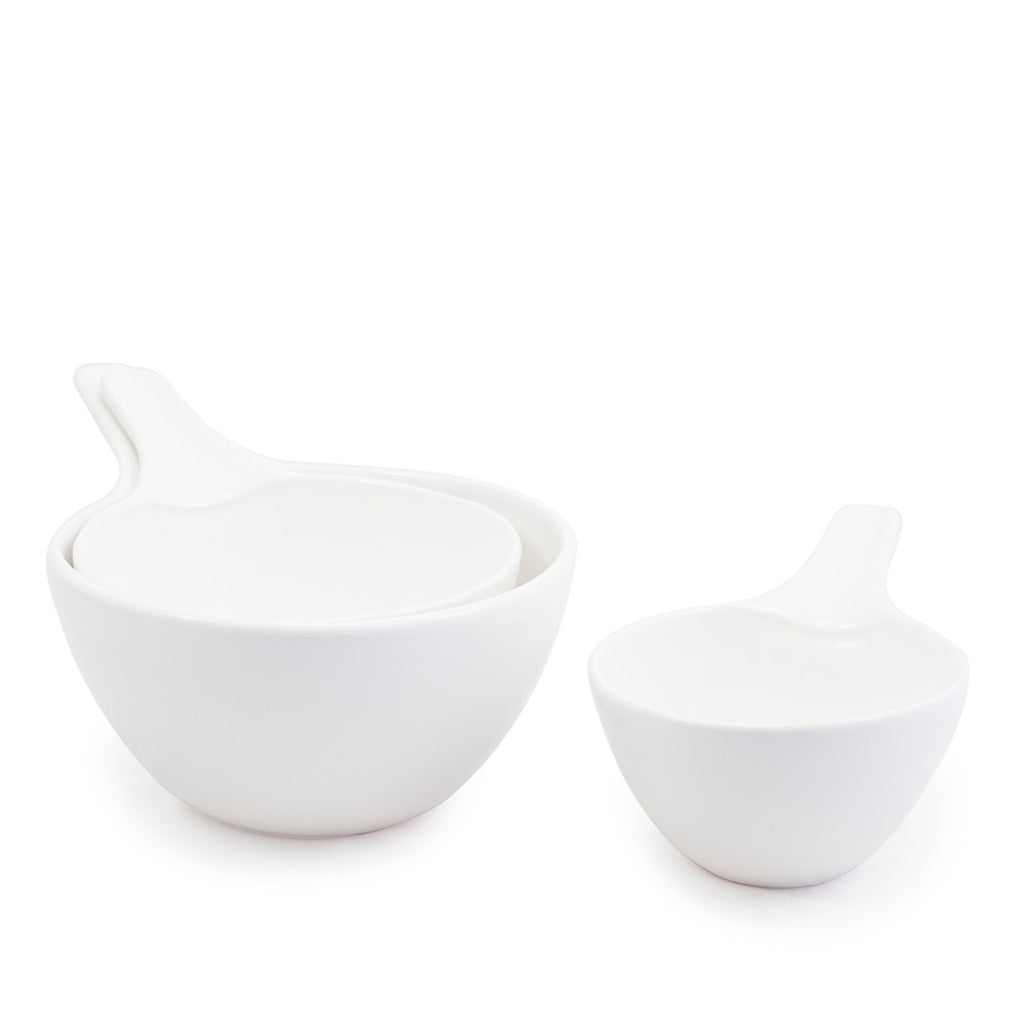 VivaTerra Earthenware Mixing Bowls With Handle, Set Of 3