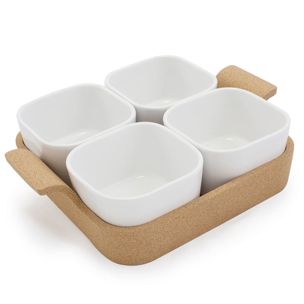 VivaTerra Ensemble Set Of 4 Ramekins With Cork Tray