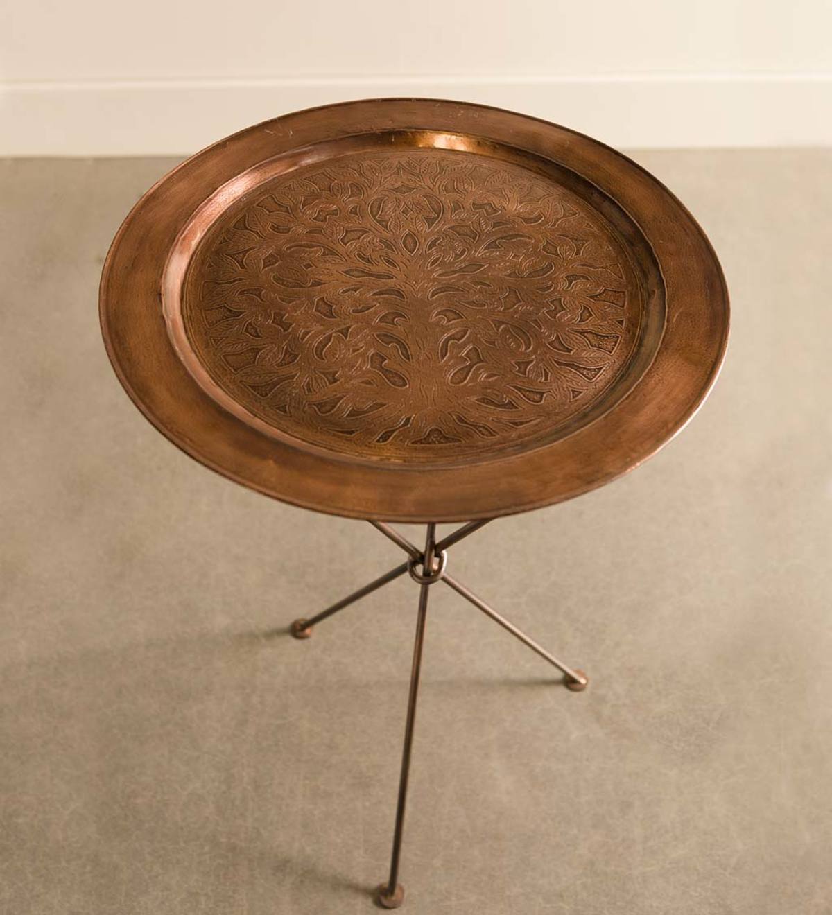 VivaTerra Handcrafted Tree Of Life Metal Folding Tray
