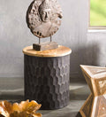 VivaTerra Honeycomb Metal With Reclaimed Wood Top Side Table