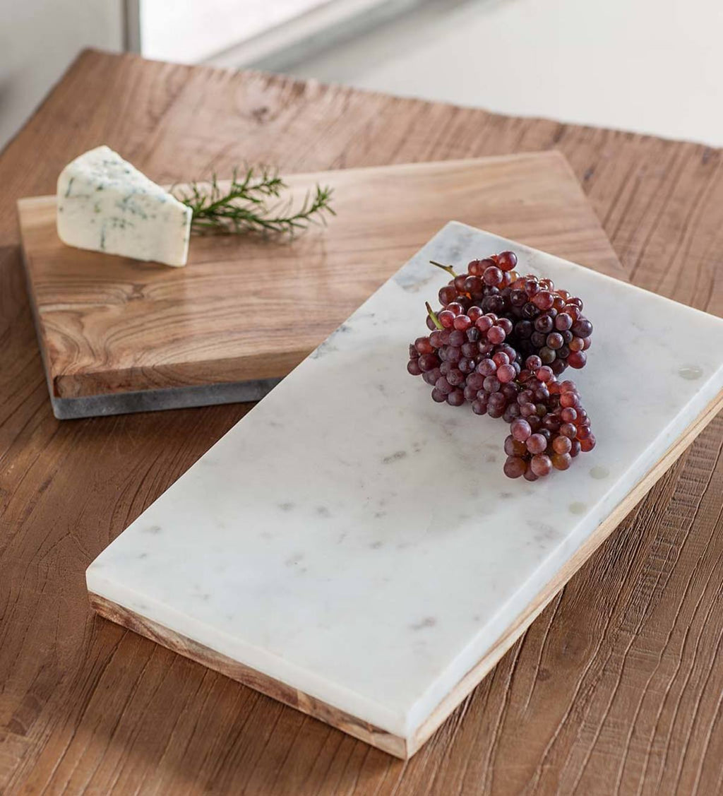 VivaTerra Marble & Acacia Reversible Prepping and Serving Board