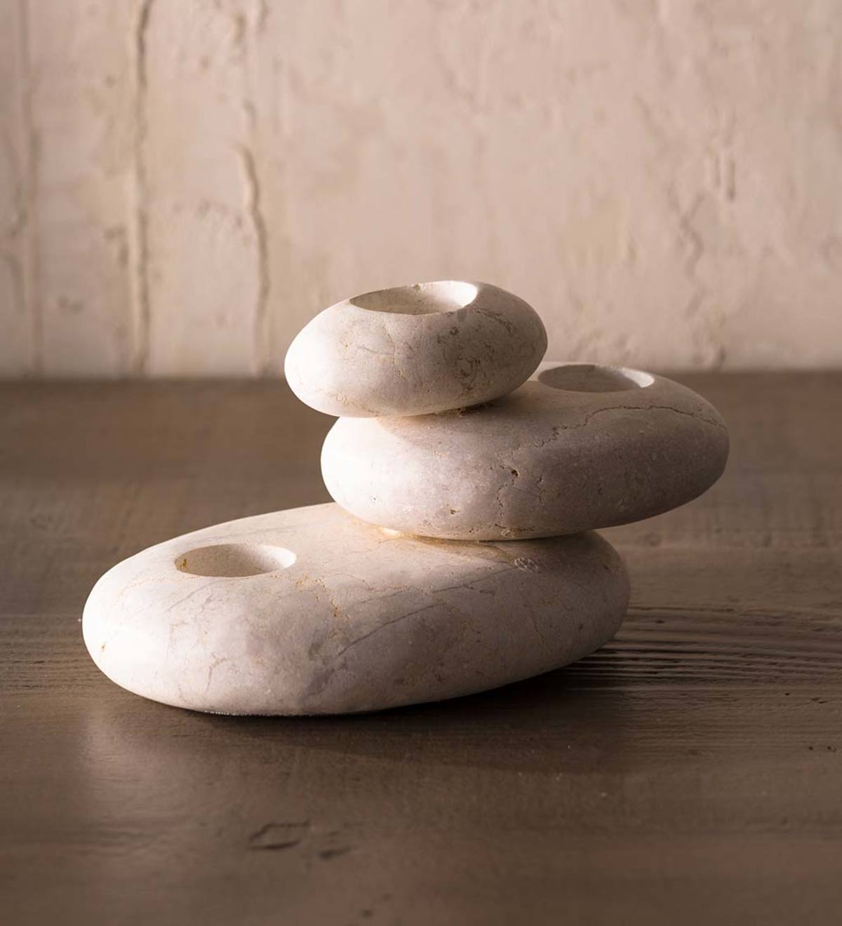 VivaTerra Zen Stone Cairn Tealight Holder