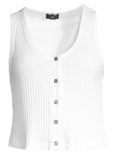 3x1 Button Front Ribbed Tank