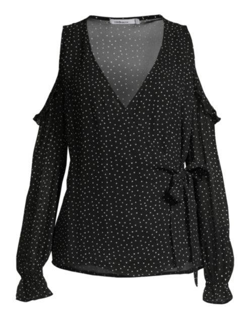 Red Haute Polka Dot Cold Shoulder Top