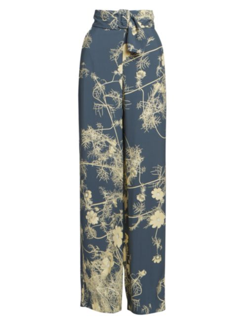 Dries Van Noten Wide-Leg Belted Floral Pants