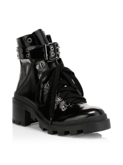 Alice + Olivia Havis Buckle Leather Combat Boots