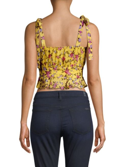 For Love & Lemons Beaumont Stretch-Silk Babydoll Top