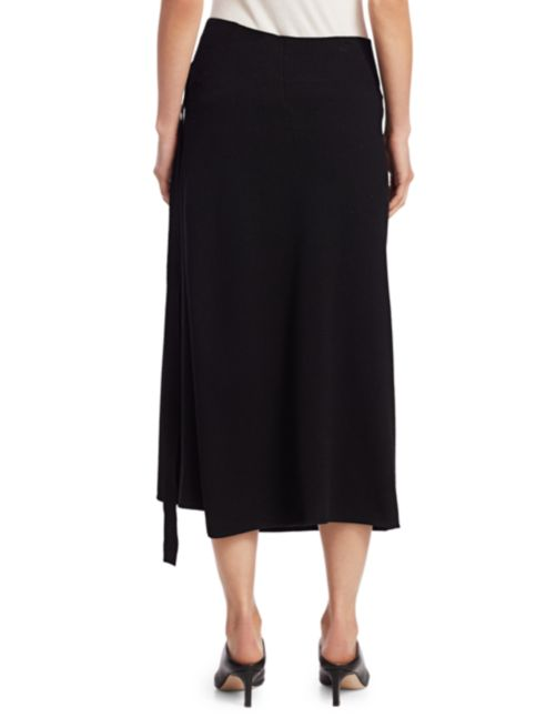 Helmut Lang Compact Merino Wool-Blend Midi Wrap Skirt