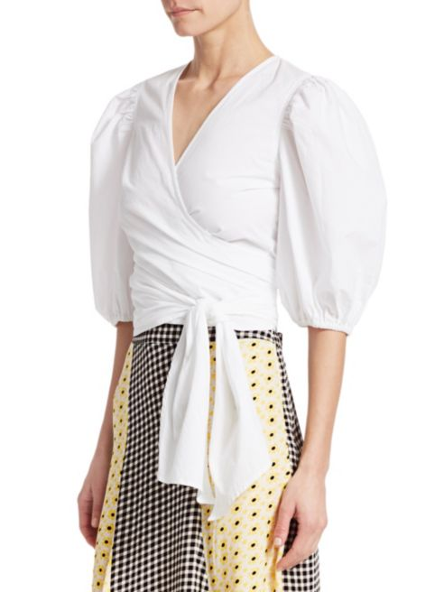 GANNI Plain Cotton Poplin Top