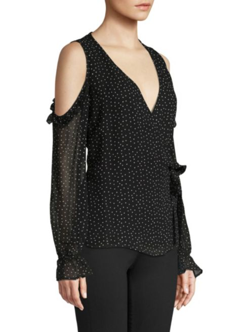 Red Haute Polka Dot Cold Shoulder Top