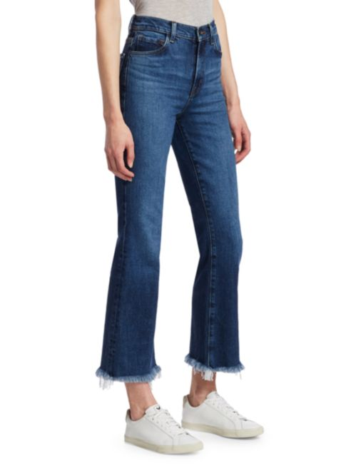 J Brand Julia High-Rise Frayed Hem Crop Flare Jeans