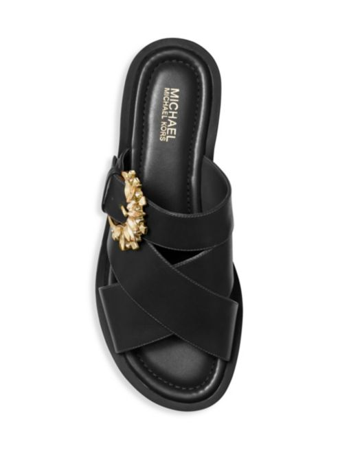 MICHAEL Michael Kors Frieda Embellished Leather Slides