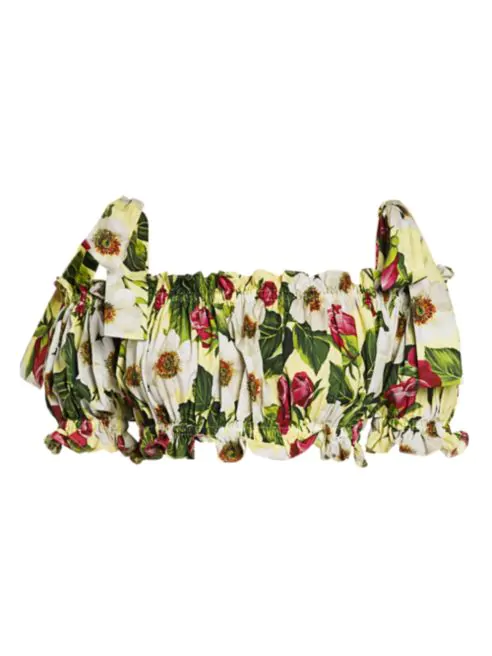 Dolce & Gabbana Floral-Print Tie-Shoulder Crop Top
