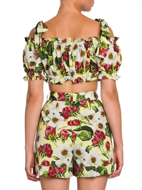 Dolce & Gabbana Floral-Print Tie-Shoulder Crop Top