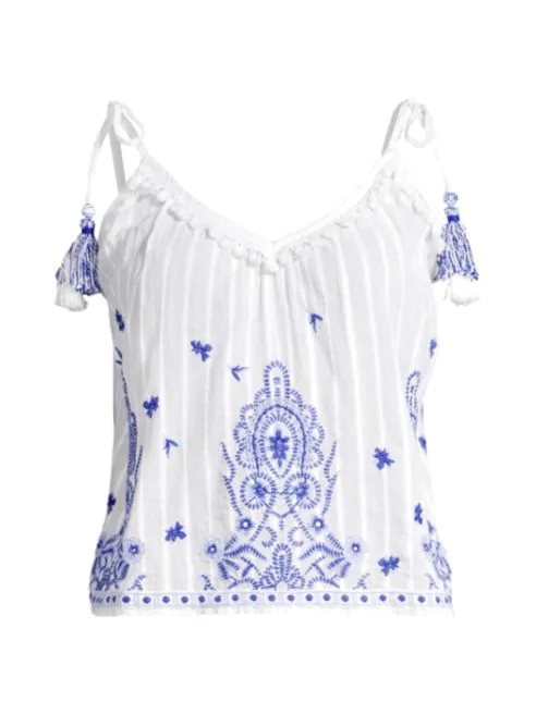Ramy Brook Marco Embellished Tassel V-Neck Blouse