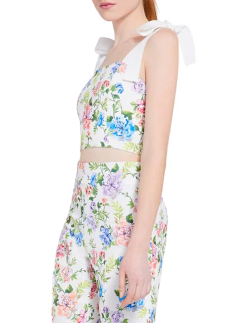 Alice + Olivia Nika Floral Fitted Crop Top