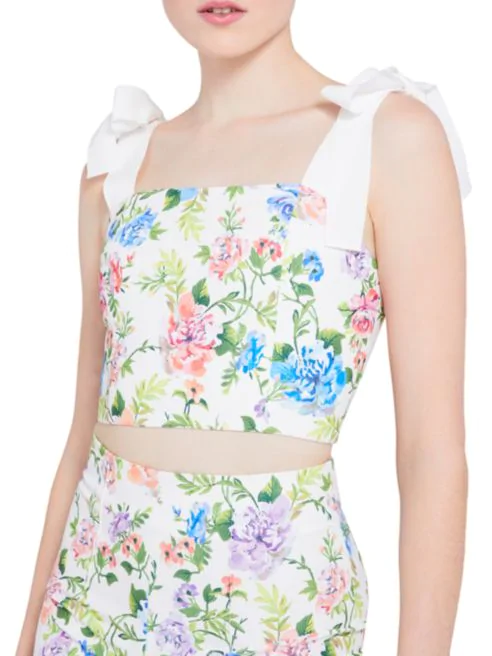 Alice + Olivia Nika Floral Fitted Crop Top