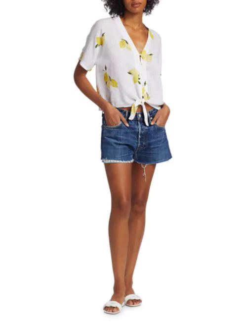 Rails Thea Lemon Print Tie-Hem Top
