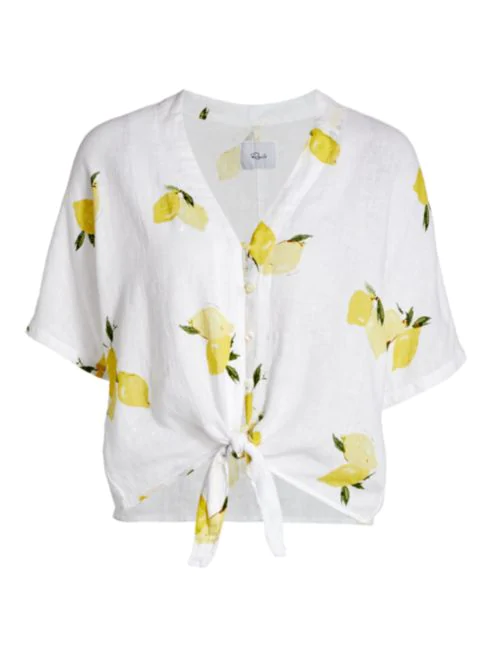 Rails Thea Lemon Print Tie-Hem Top