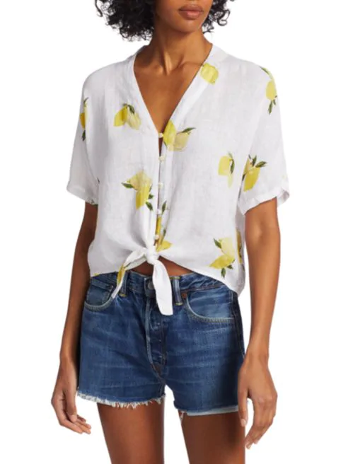 Rails Thea Lemon Print Tie-Hem Top