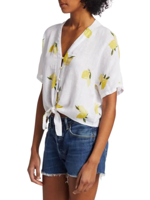 Rails Thea Lemon Print Tie-Hem Top
