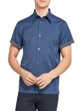 Theory Weldon Relax-Fit Reverse Stripe Short-Sleeve Shirt